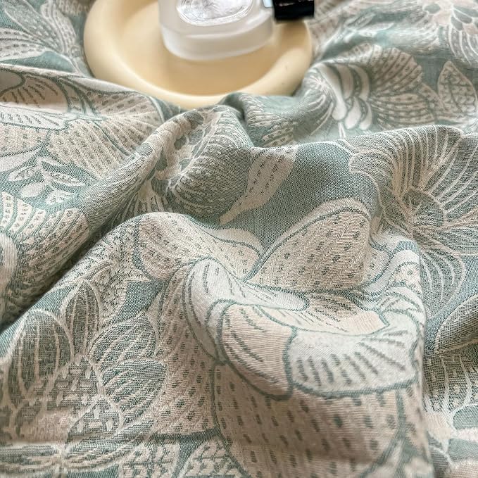 VM VOUGEMARKET Jacquard Flower Duvet Cover King with 2 Pillow Shams,Sage Green Bedding Set,Soft Breathable Yarn-Dyed Cotton Comforter Cover with Zipper Closure-King