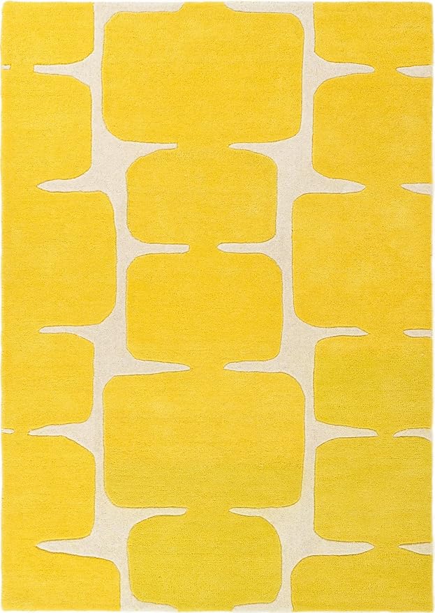Restoration and Renovation Modern Wool Area Rug - Contemporary Abstract Geometric Design, Thick & Soft Hand-Tufted Carpet - Ideal for Indoor Decor in Living Room, Bedroom (Honey, 6' x 9')