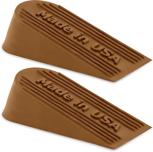 Rubber Door Stopper by Made in USA - Heavy Duty Wedge for Carpet & Tile | 6.5 x 2.75 x 1.9 Inches, Coffee 2PK