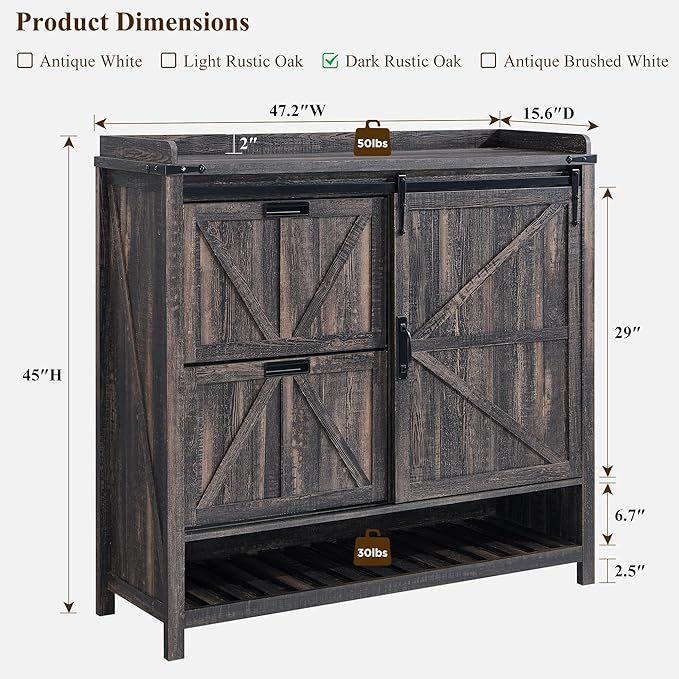 OKD Shoe Storage Cabinet with 2 Flip Drawers & Sliding Door, Farmhouse Entryway Shoe Organizer, Freestanding Rustic Hidden Shoe Rack Cabinet for Entryway, Dark Rustic Oak