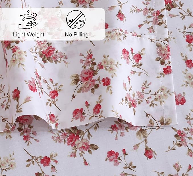RUVANTI 100% Cotton Twin XL Sheet Sets, 3 Pieces, Soft & Breathable Percale Weave Bedding, Deep Pocket 16", Hotel Standard, Crisp Cool Feel, Durable, Perfect Size Floral Sheets, Bouquet