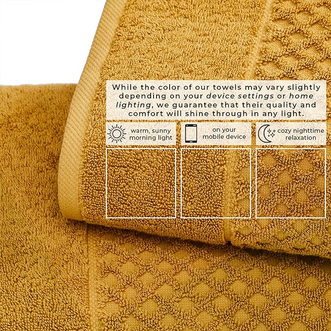Great Bay Home Bath Towels - 100% Cotton 4 Pack 54x27 Bath Towel Set - Absorbent, Durable, Quick-Dry Towels for Bathroom (Marigold)
