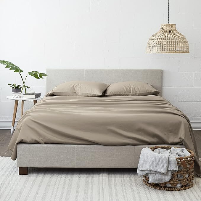 Linen Market Brushed Microfiber Full Sheet Set 4 Piece – Oeko-TEX Certified Ultra Soft & Wrinkle-Free - 16" Deep Pocket Sheets - Easy Care Full Size - Taupe