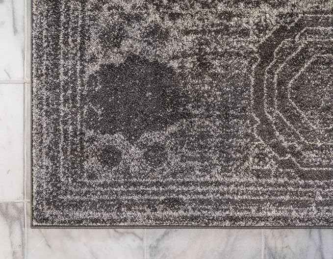 Unique Loom Bromley Collection Area Rug - Wells (3' 3" x 5' 3" Rectangle, Dark Gray/ Gray)