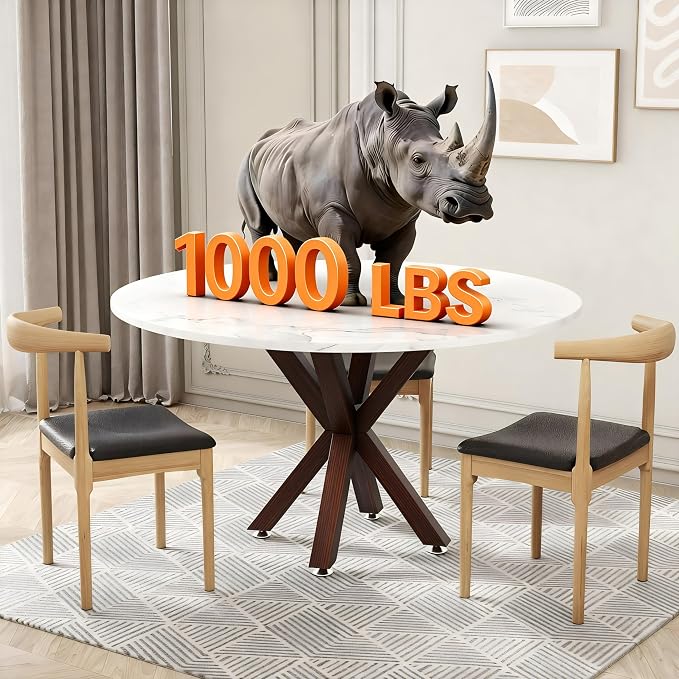 Metal Table Legs 28 Inch, Artistic Heavy Duty Dining Table Base with Suction Cups & Pre-Drilled Holes, Fits Glass Marble Wood Tops, DIY Desk Coffee Table Legs, 1000LBS Capacity, Walnut Colour