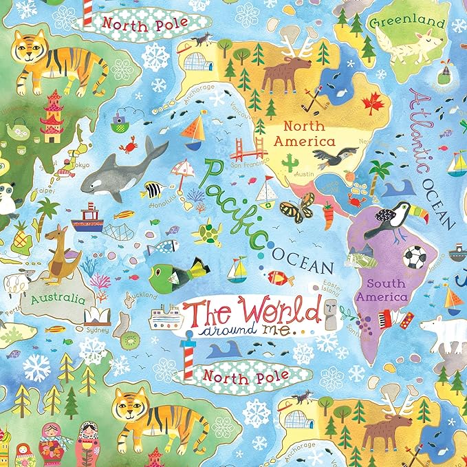 Jillson Roberts Gift Wrap, World Map (8 Rolls 5 feet x 30 inches)