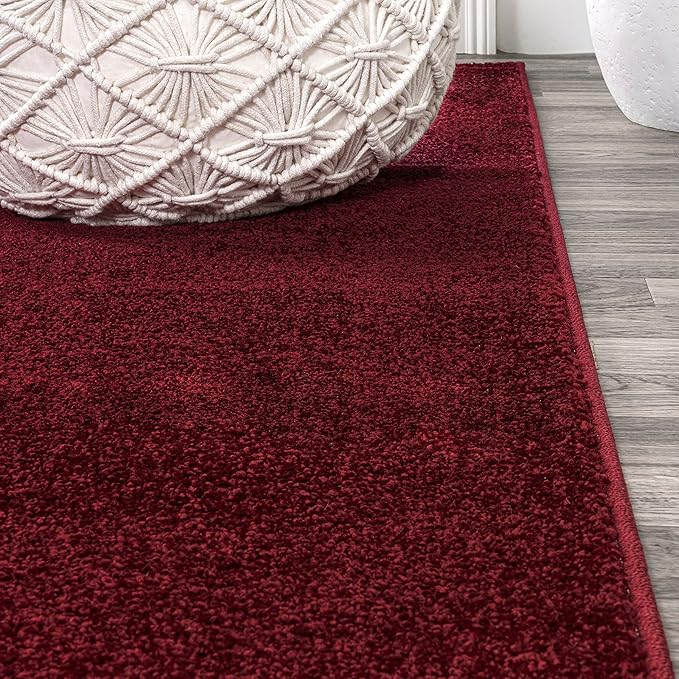 JONATHAN Y Haze Solid Low-Pile Dark Red Runner Rug 2x12, Coastal,Bohemian,Minimalist,Classic, Easy-Cleaning for Living Room,Bedroom,Kitchen,Pet Friendly,Non-Shedding (SEU100Q-212)