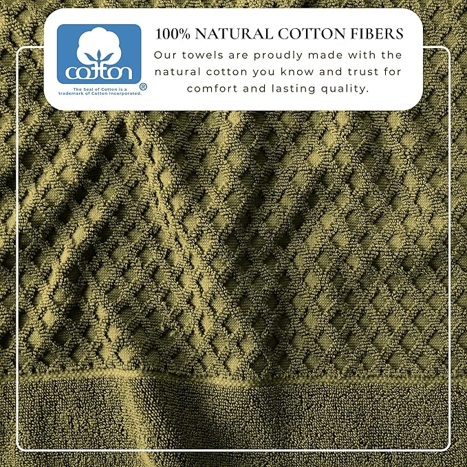 Great Bay Home Bath Towels - 100% Cotton 4 Pack 54x27 Bath Towel Set - Absorbent, Durable, Quick-Dry Towels for Bathroom (Olive)