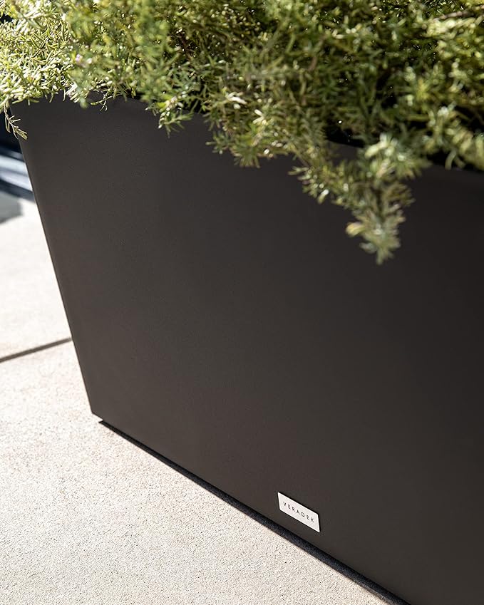 Veradek Pure Series Midori Trough Planter - Large Rectangular Planter for Indoor or Outdoor Deck/Porch | Durable All-Weather Use with Drainage Holes | Modern Decor for Shrubs, Flowers, Small Plants