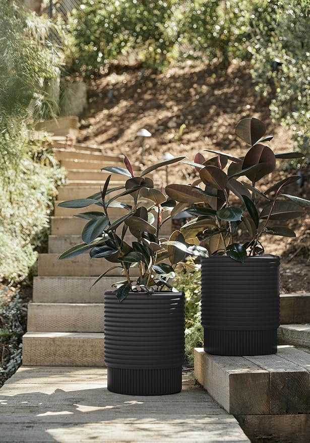 Veradek Mod Series 17" Medium Planter for Patio & Backyard | Durable Plastic-Stone Material | Modern Décor for Plants & Flowers