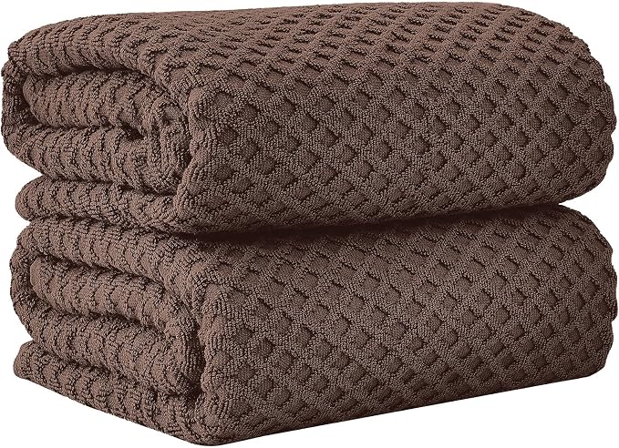 Great Bay Home Oversized Bath Sheets - 100% Cotton 2 Pack 68x35 Extra Large Towel - Absorbent, Durable, Quick-Dry Towels for Bathroom (Chocolate)