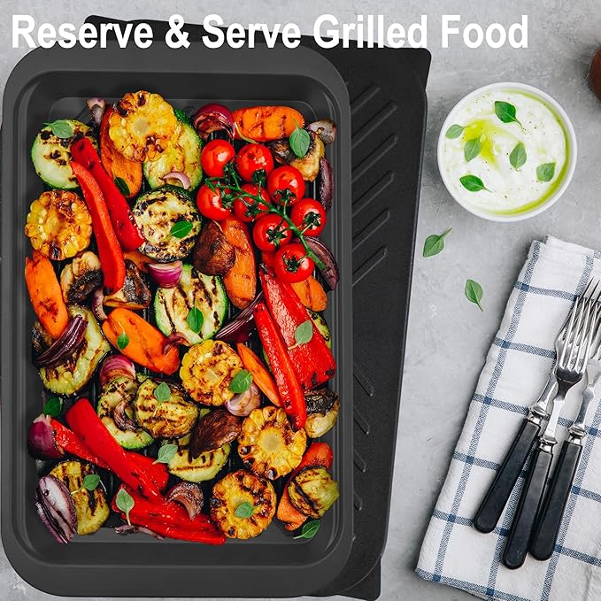 Czlizdyt Deep Grilling Prep and Serve Trays with lid, BBQ Tray for Marinating Raw and Cooked Food, Diswasher Safe Nesting Trays Black in Red