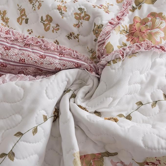 HoneiLife Quilt Set King Size - Fluffy Bedspreads 106x96, Microfiber Quilts 3-Piece, Patchwork Coverlet Rustic Bedding Sets All Season Quilts