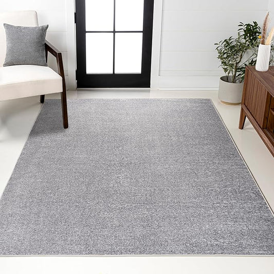 JONATHAN Y Haze Solid Low-Pile Gray Indoor Area Rug 12x15, Coastal,Bohemian,Minimalist,Classic, Easy-Cleaning for Living Room,Bedroom,Kitchen,Pet Friendly,Non-Shedding (SEU100A-15)