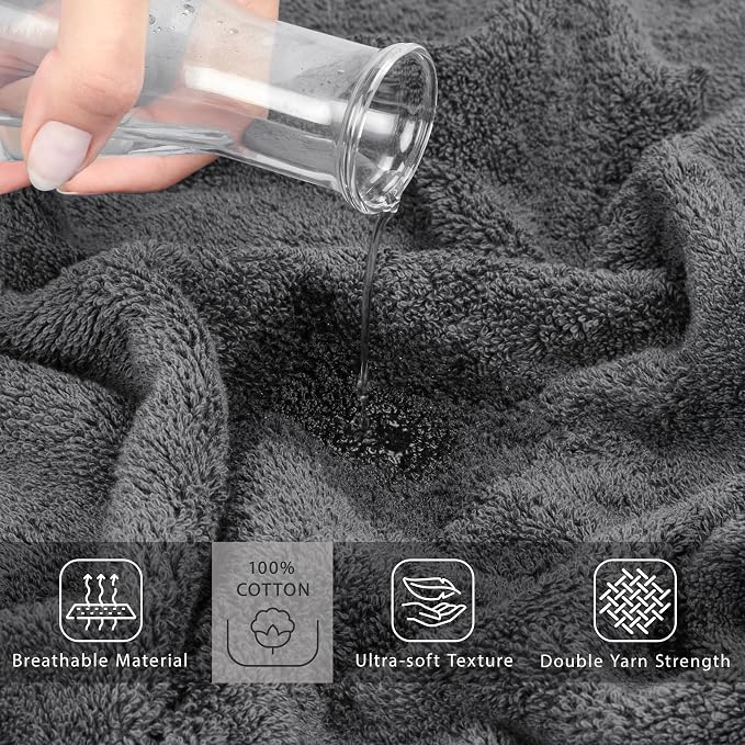 Cotton Paradise 100% Cotton Turkish Towel, Soft Absorbent Quick Dry, 40x80 Oversized Bath Sheet Towel, Dark Gray