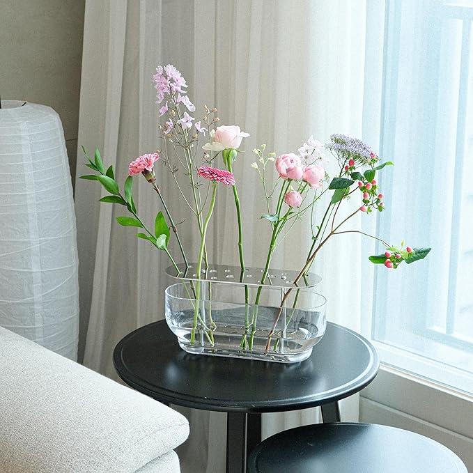 Ikebana Vase – Long Large, Stainless Steel Stand, Luxury Modern Decorative Vase for Home, Table Centerpiece, Office