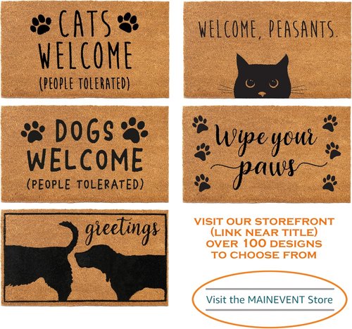 MAINEVENT Funny Dog Doormat - "Dogs Welcome, People Tolerated" | 30x17 Inch Coir Mat