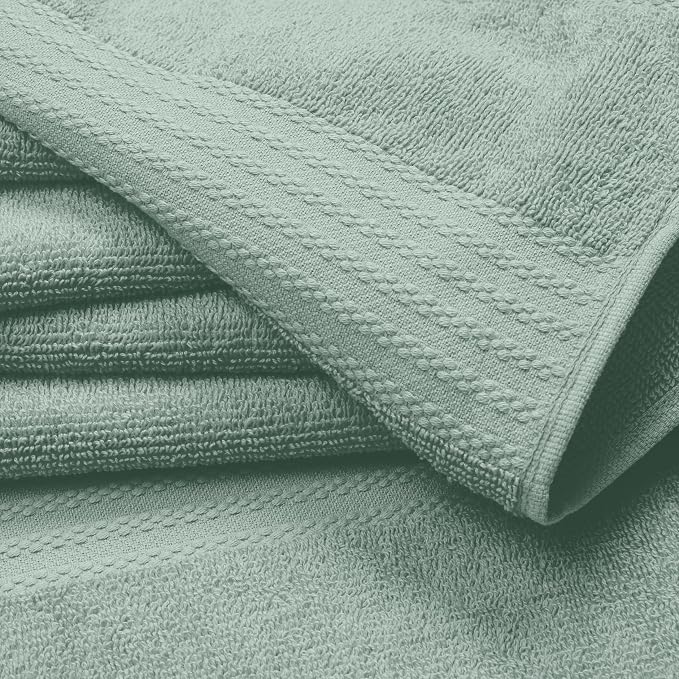GLAMBURG Ultra Soft 8-Piece Towel Set - 100% Pure Ringspun Cotton, Contains 2 Oversized Bath Towels 27x54, 2 Hand Towels 16x28, 4 Wash Cloths 13x13 - Ideal for Everyday use, Hotel & Spa - Jade
