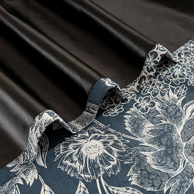 Cortina para Sala Blue Peony Blackout Curtains - Extra Long Floral Curtains, Vintage Blackout Curtains for Home Theater, Cotton Blend Printed Curtains, 52" W x 96" L
