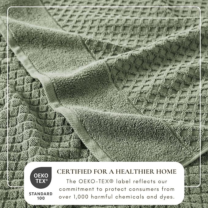 Great Bay Home Oversized Bath Sheets - 100% Cotton 2 Pack 68x35 Extra Large Towel - Absorbent, Durable, Quick-Dry Towels for Bathroom (Eucalyptus)