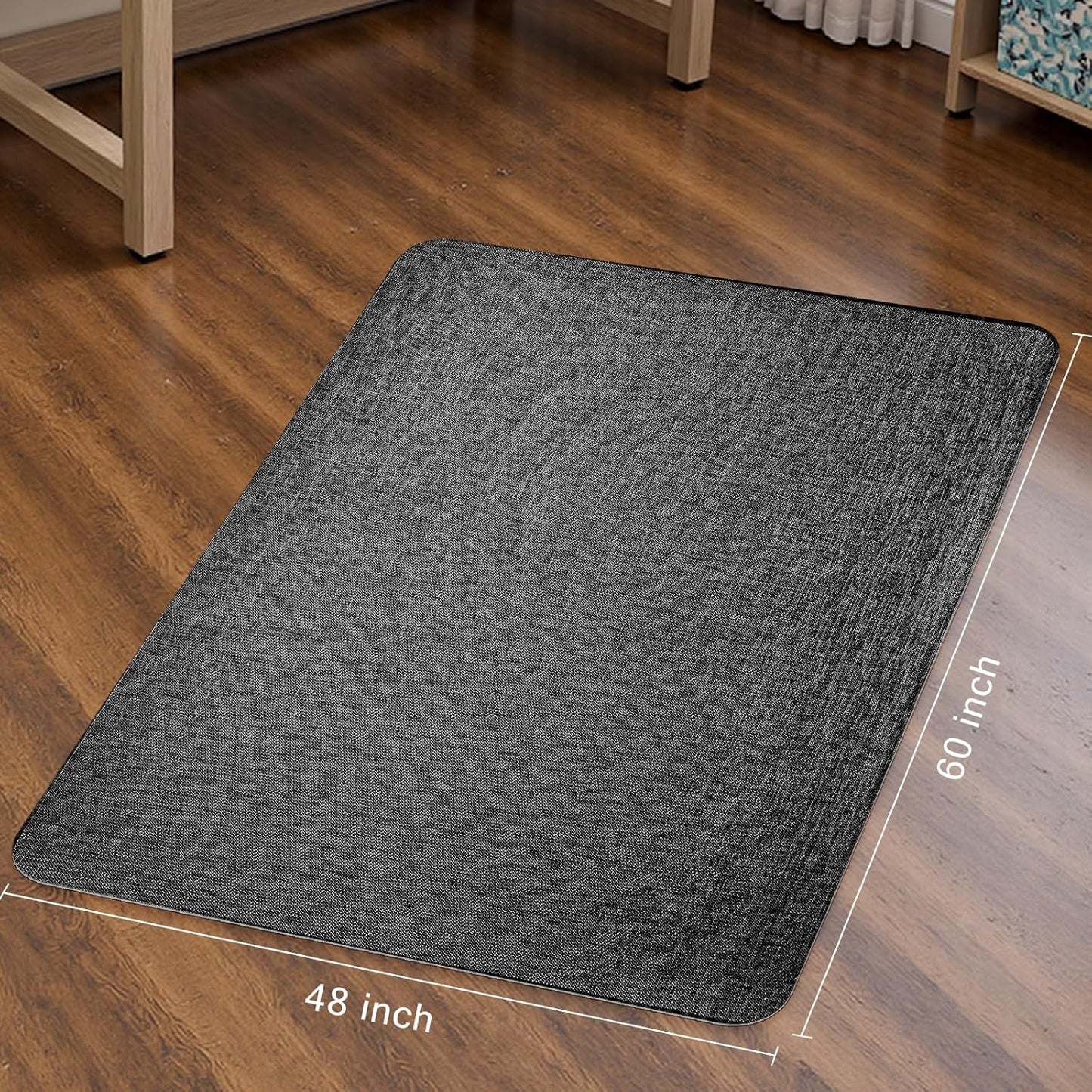 Sycoodeal Office Chair Mat - Heavy Duty Anti-Slip Floor Protector for Hardwood & Tile - Dark Black (48" x 60")