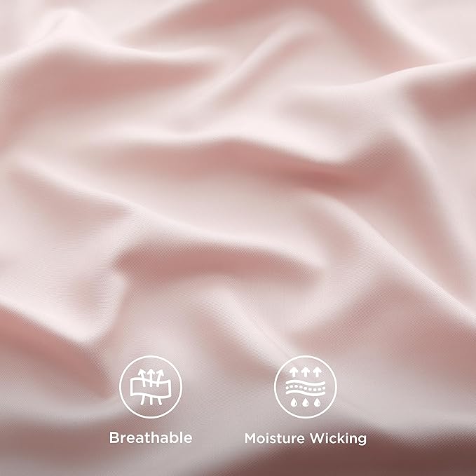 Bedsure Full Size Bed Sheets, Cooling Sheets, Rayon Derived from Bamboo, Breathable & Soft, Deep Pocket Up to 16 Inches, Hotel Luxury Silky Bedding for Hot Sleepers, Pink