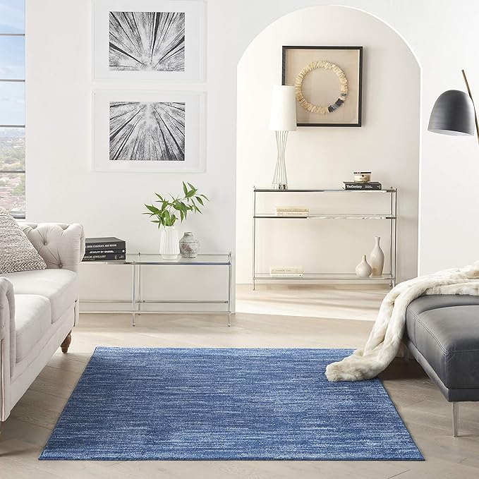 Nourison Home Nourison Essentials Navy Blue 4' x 6' Area Rug - Easy Clean, Non Shedding, Bed Room, Living Room, Dining Room, Kitchen (4' x 6')