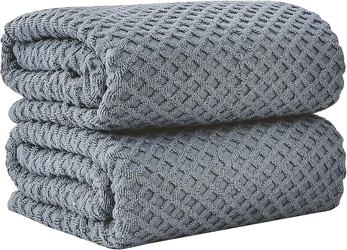 Great Bay Home Oversized Bath Sheets - 100% Cotton 2 Pack 68x35 Extra Large Towel - Absorbent, Durable, Quick-Dry Towels for Bathroom (Blue)