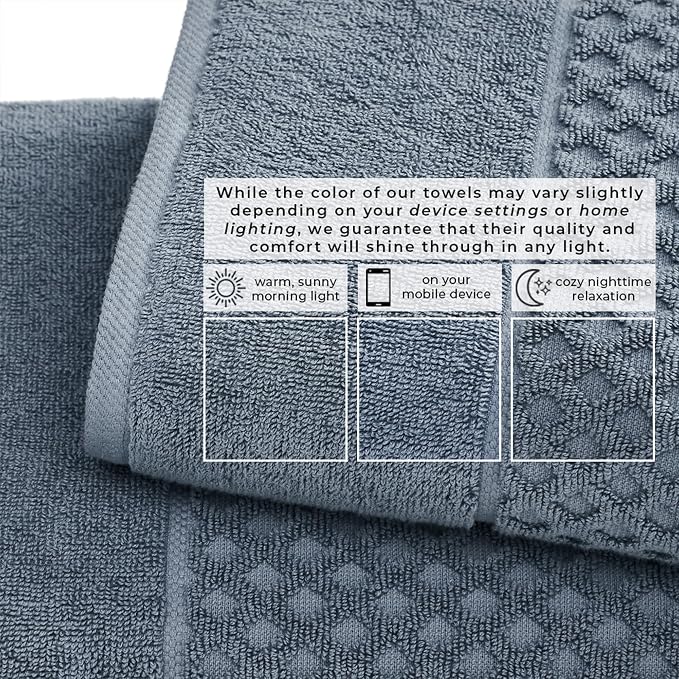 Great Bay Home Bath Towels - 100% Cotton 6 Piece Bath Sheet Set - Diamond Waffle Weave - Absorbent, Durable, Quick-Dry Towels for Bathroom (Blue)