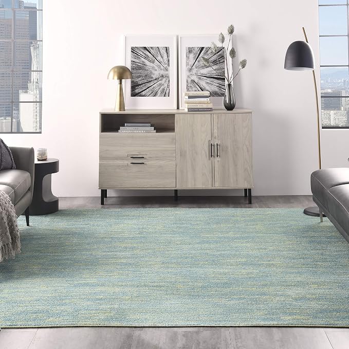 Nourison Home Nourison Essentials Blue Green 9' x Square Area Rug - Easy Clean, Non Shedding, Bed Room, Living Room, Dining Room, Kitchen (9' x Square)