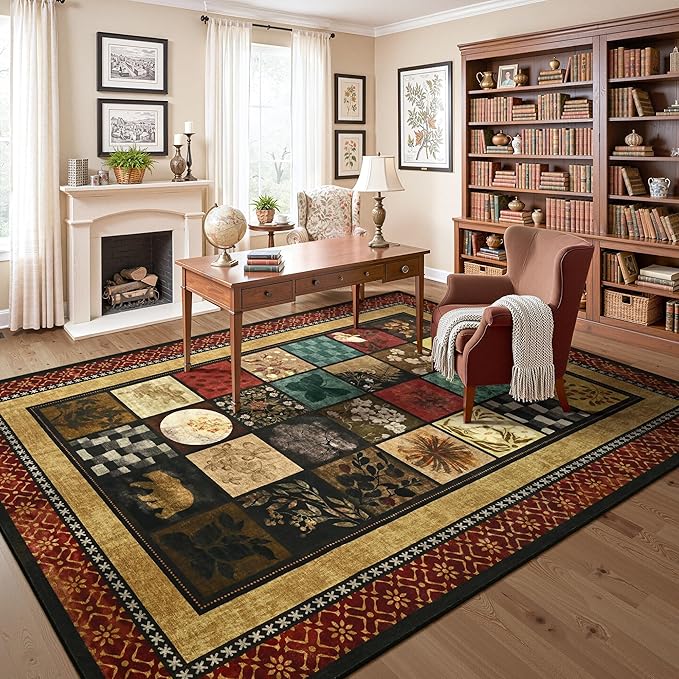 Tepook 6x9 Area Rugs for Living Room, Modern Large Geometric Rug for Bedroom, Washable Patchwork Rug Indoor Non Slip Throw Carpets for Dining Room Office Farmhouse Home Decor, Colorful