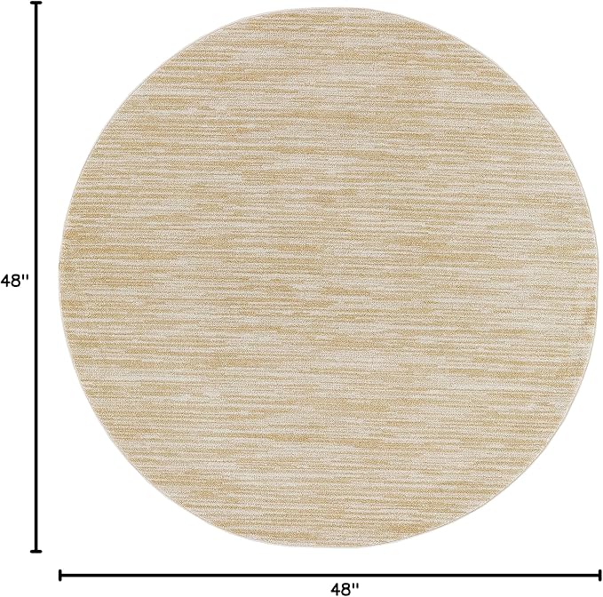 Nourison Home Nourison Essentials Ivory Gold 4' x Round Area Rug - Easy Clean, Non Shedding, Bed Room, Living Room, Dining Room, Kitchen (4' x Round)