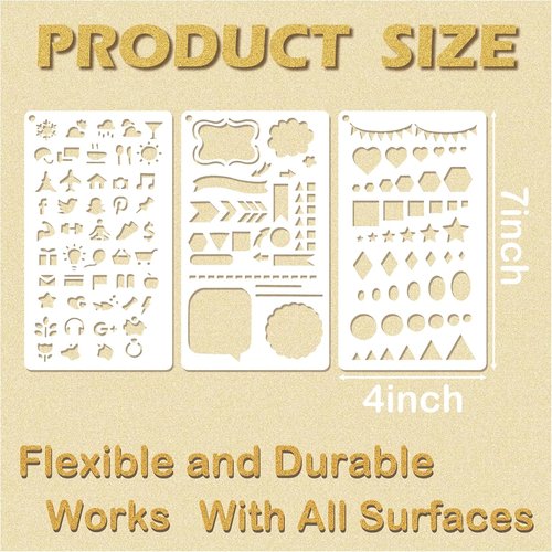Skiennix 21-Piece Journal Stencil Set - Perfect for Planners, Scrapbooking & DIY Projects | 4 x 7 Inch