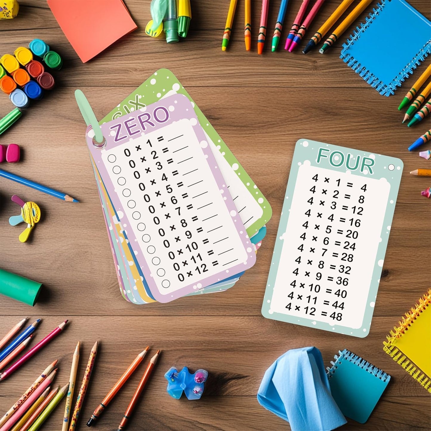 Slapaflife Multiplication Flash Cards - Engaging Times Table Learning Tool | 13 Pcs with Markers & Rings for Grades 1-3