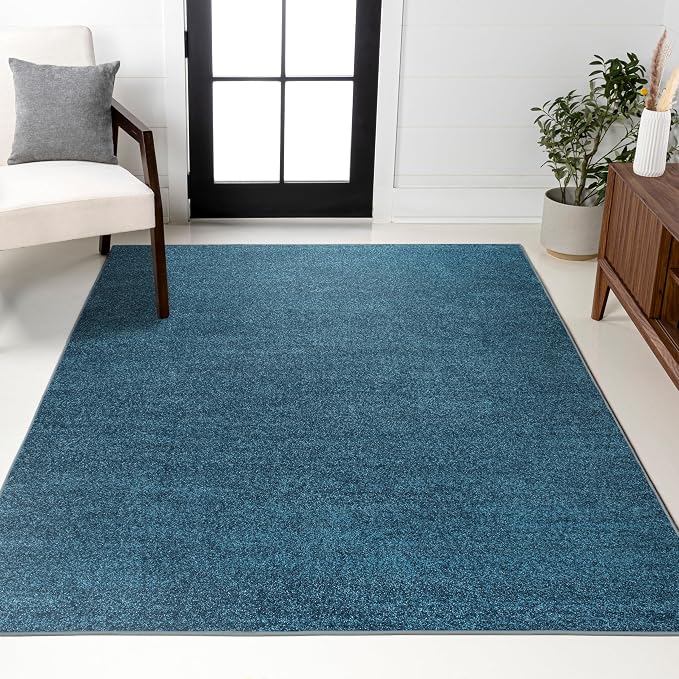 JONATHAN Y Haze Solid Low-Pile Turquoise Indoor Area Rug 6x9, Coastal,Bohemian,Minimalist,Classic, Easy-Cleaning for Living Room,Bedroom,Kitchen,Pet Friendly,Non-Shedding (SEU100H-6)