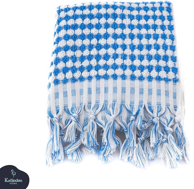 Organic Turkish Cotton Hand Towels for Bathroom | Oversized - 17 x 35 Inches | Large Soft Plush Fluffy Highly Absorbent Towels for Kitchen, Hand and Face (Sky Blue, Hand Towel)