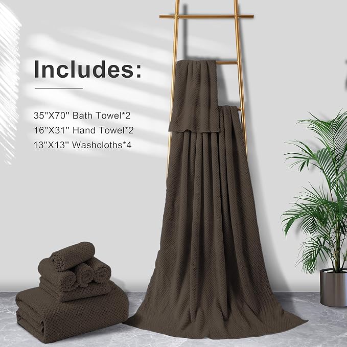 Smuge Extra Large Bath Towel Sheet Set 35x70 Inches - Oversized Bath Towels Set,Large Microfiber - Quick Dry,Lightweight,Super Soft,Highly Absorbent Towel Set for Bathroom,Pack of 4(Seal Brown)