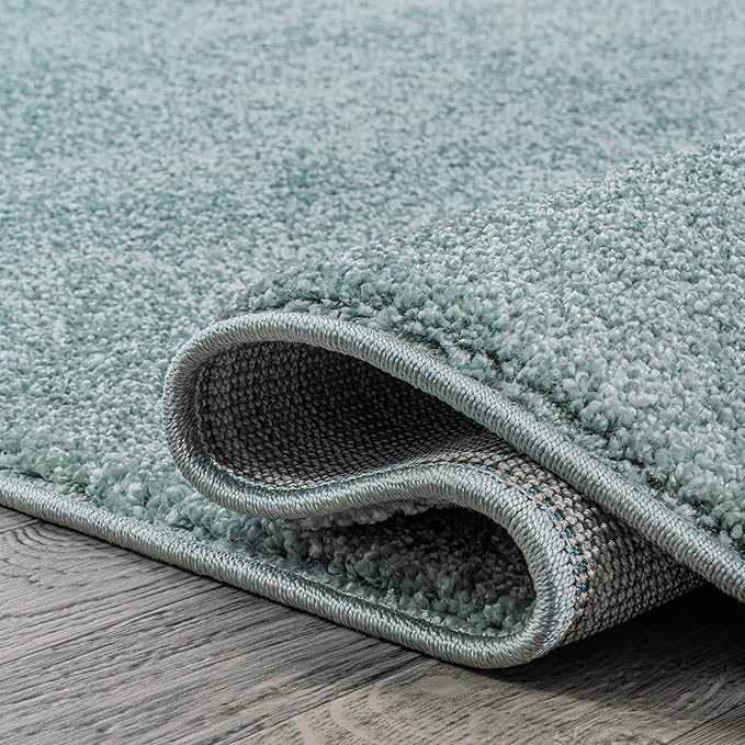 JONATHAN Y Haze Solid Low-Pile Aqua Blue Indoor Area Rug 8x10, Coastal,Bohemian,Minimalist,Classic, Easy-Cleaning for Living Room,Bedroom,Kitchen,Pet Friendly,Non-Shedding (SEU100S-8)