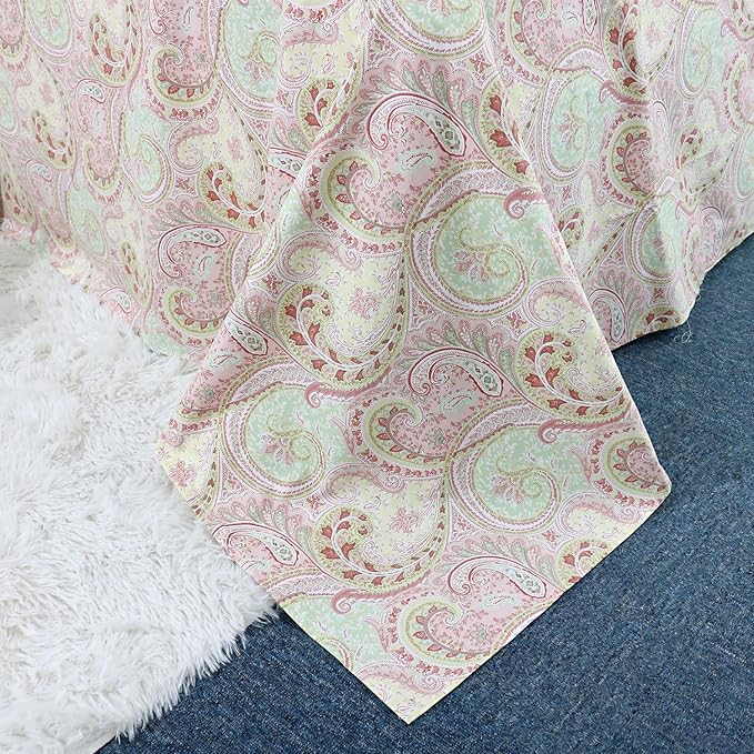 FADFAY 4 Piece Pink Paisley Bed Sheet Set Luxury Bedding Sets Designer Bedding Collections 800 Thread Count 100% Egyptian Cotton Deep Pocket-California King Size