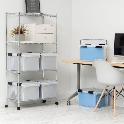 IRIS USA File Box - WeatherPro Organizer for Letter/Legal Documents | Water-Resistant, Durable Lid, 32 Qt.
