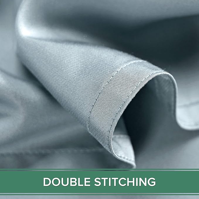 Pure Bamboo Twin Sheets, Genuine 100% Organic Viscose Derived from Bamboo Bed Sheet Set, Luxuriously Soft & Cooling, Double Stitching, 2 Year Quality Promise (Twin, Sterling Blue)
