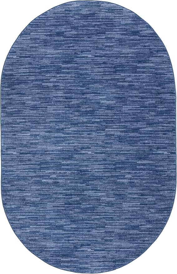 Nourison Home Nourison Essentials Navy Blue 6' x 9' Oval Area Rug - Easy Clean, Non Shedding, Bed Room, Living Room, Dining Room, Kitchen (6' x 9' Oval)