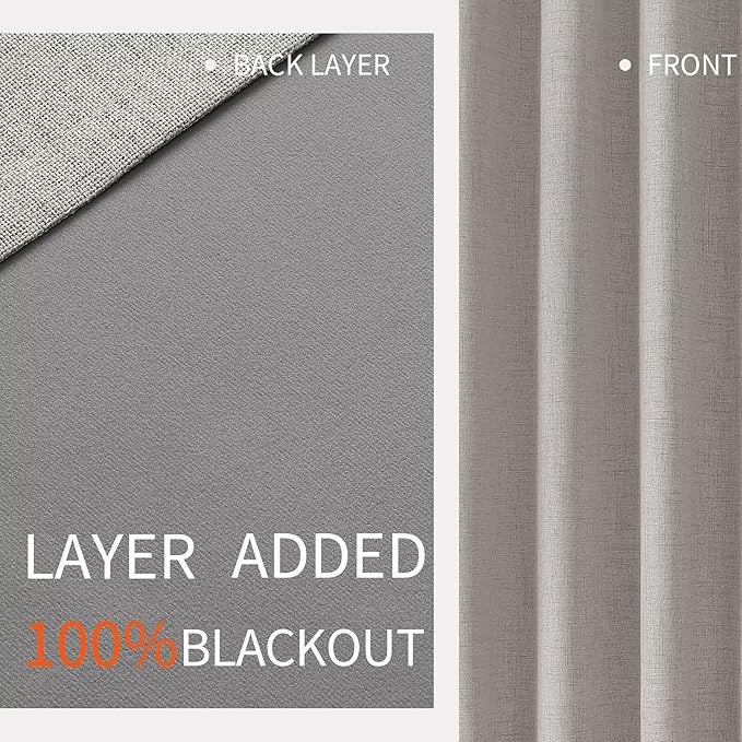 Joydeco Blackout Room Divider Curtains, Extra Wide Sliding Door Drapes Living Room Curtains, Greyish White 1 Panel 100W x 96L Inch Patio Door Drapes for Room Privacy