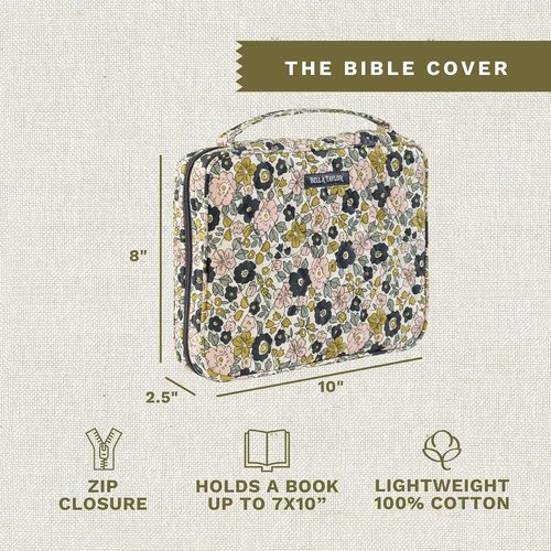 Bella Taylor Quilted Bible Cover - Large Floral Charcoal Case for Women’s Study Bible