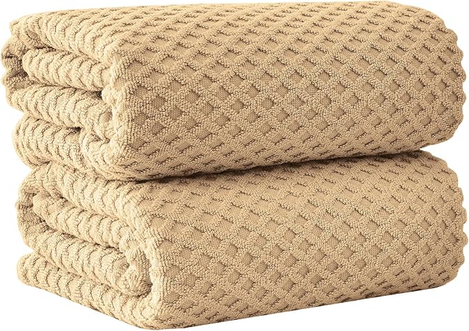 Great Bay Home Oversized Bath Sheets - 100% Cotton 2 Pack 68x35 Extra Large Towel - Absorbent, Durable, Quick-Dry Towels for Bathroom (Oatmeal)
