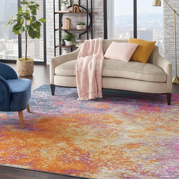 Nourison Home Passion Sunburst 8' x 10' Area-Rug, Modern, Abstract, Easy-Cleaning, Non Shedding, Bed Room, Living Room, Dining Room, Kitchen