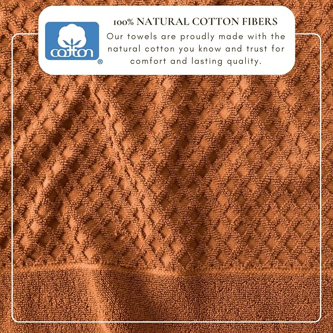 Great Bay Home Bath Towels - 100% Cotton 6 Piece Bath Sheet Set - Diamond Waffle Weave - Absorbent, Durable, Quick-Dry Towels for Bathroom (Copper)