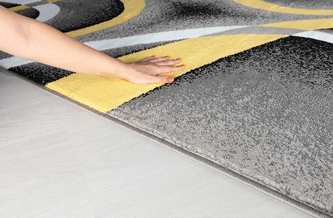 GLORY RUGS Area Rug Modern 5x7 Yellow Soft Contemporary Floor Carpet for Indoor Living Dining Room and Bedroom Area