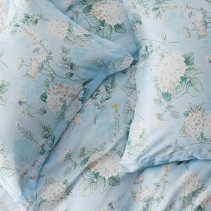 Bedsure Duvet Cover King Size - Reversible Cute Floral Duvet Cover Set with Zipper Closure, 3 Pieces Aqua Blue Bedding Set with 8 Corner Ties and 2 Pillow Shams 20"x36"