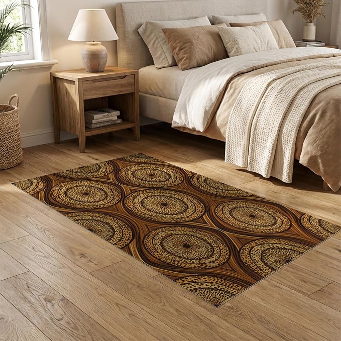 5'x7' Washable Flatwoven Rug, Orange Abstract Leopard Print Stain Resistant Area Rug for Guest Room, Lounge, Apartment, Non-Slip Low Profile Floor Covering | Ref:2229844